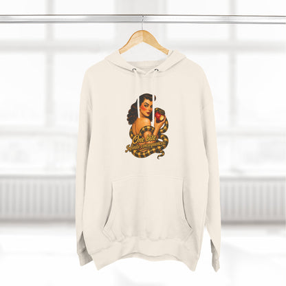 Vintage Pinup Hoodie - "One Bite and You’re Mine" Retro Tattoo Design