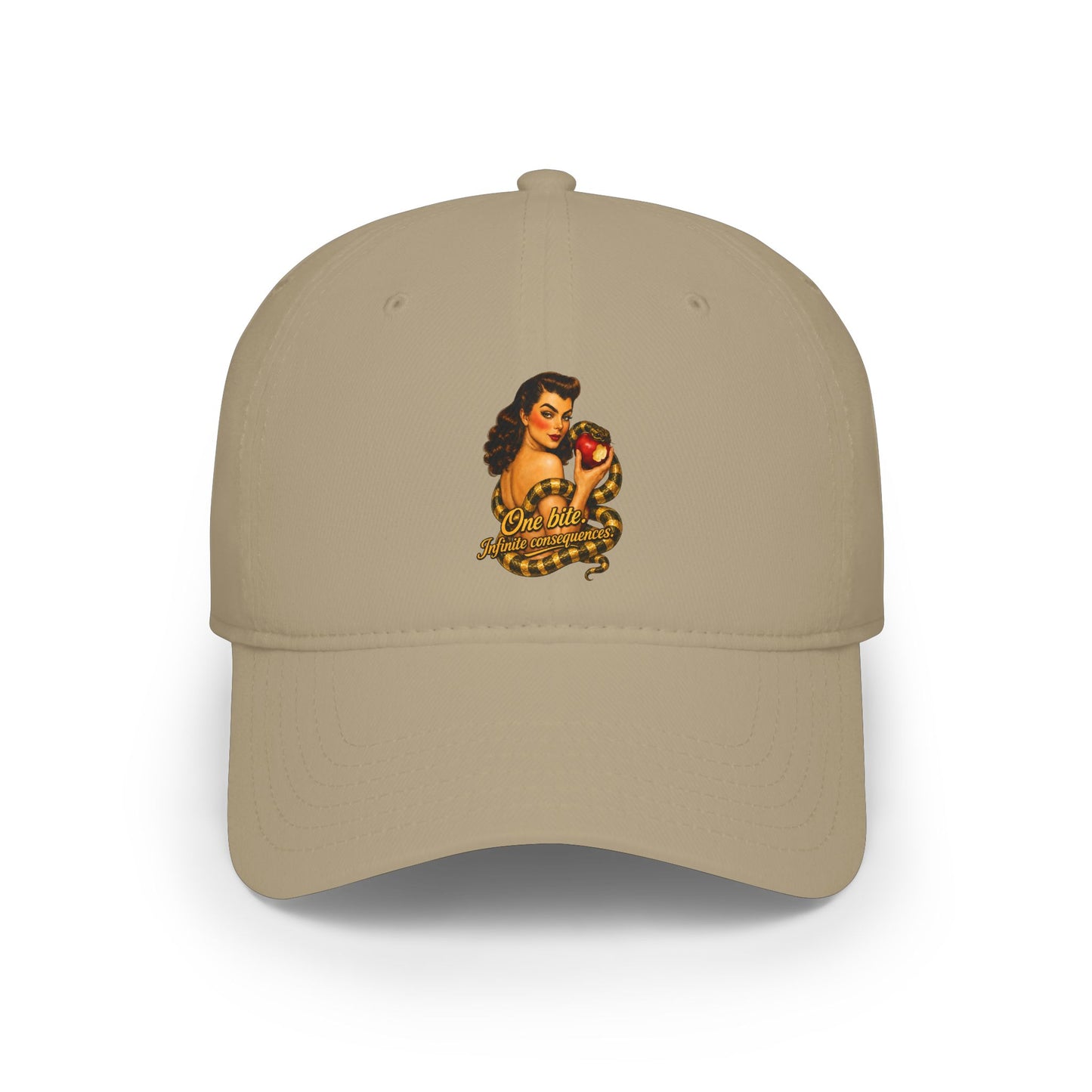 Vintage Pinup Baseball Cap — "One More Kiss" Retro Tattoo Style Low Profile Hat