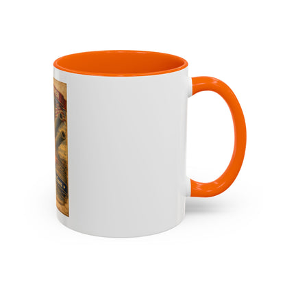 Accent Coffee Mug — Vintage 'American Women 250 Years of Big Guns' Pin-Up Military Design (11oz, 15oz)