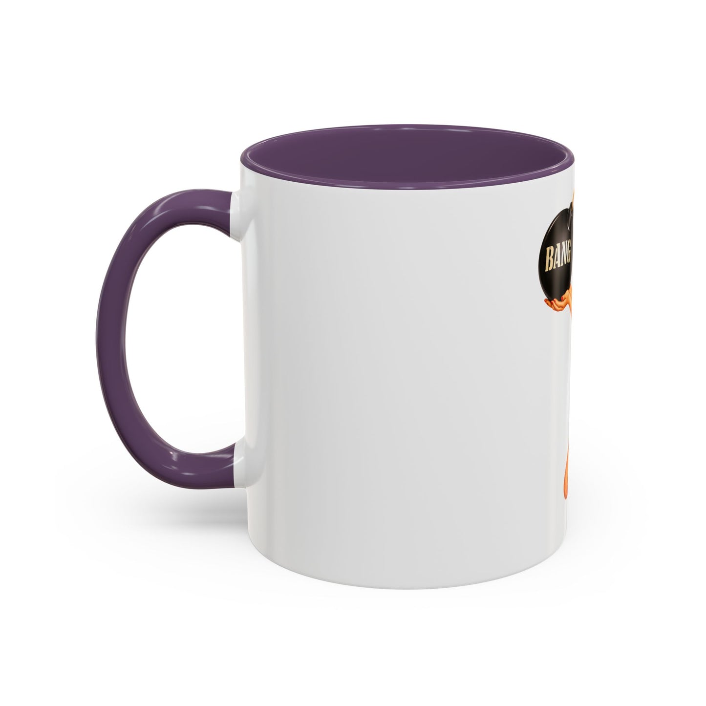 Pinup Bombshell Accent Coffee Mug — Retro 'BANG' Pin-Up Design