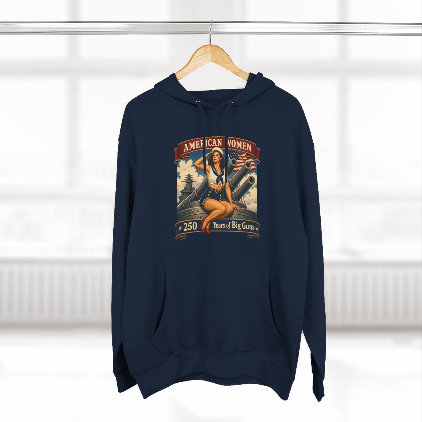 Vintage 'American Women: Years of Big Game' Hoodie — Retro Pinup Graphic Sweatshirt