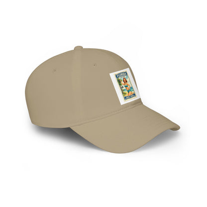 Florida Vintage Pinup Baseball Cap — Retro Beach Stamp Design