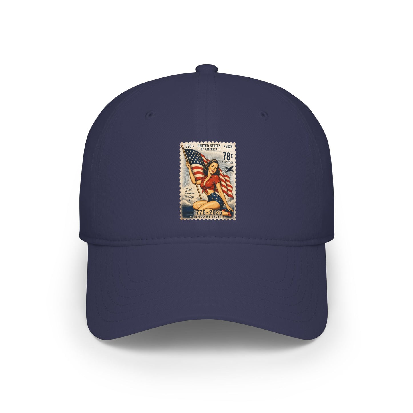 Vintage American Flag Stamp Low Profile Baseball Cap