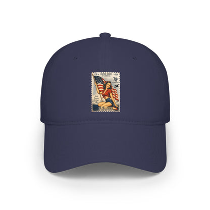 Vintage American Flag Stamp Low Profile Baseball Cap
