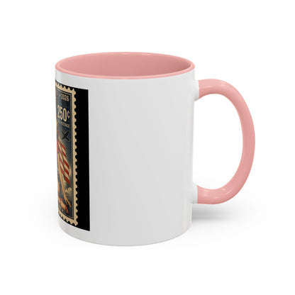 Vintage American Pin-Up Stamp Coffee Mug — Patriotic 1945 “In God We Trust” Accent Mug