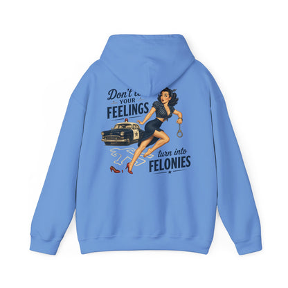 "Don't Let Your Feelings Turn Into Felonies" Retro Pin-Up Hoodie