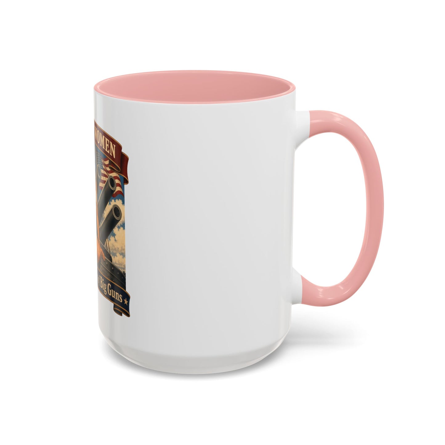 Coffee Mug — "American Women: 250 Years of Big Guns" Vintage Pin-Up Navy Design