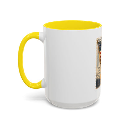 Vintage Patriotic Coffee Mug — 1776–2026 Pinup with American Flag (78 Stamp Design)