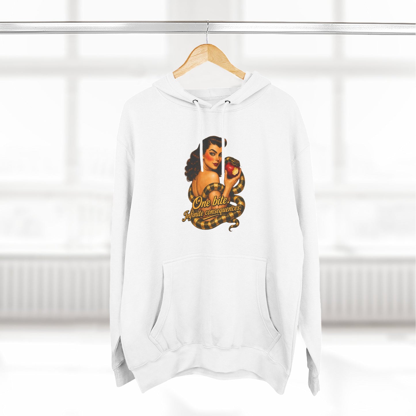 Vintage Pinup Hoodie - "One Bite and You’re Mine" Retro Tattoo Design