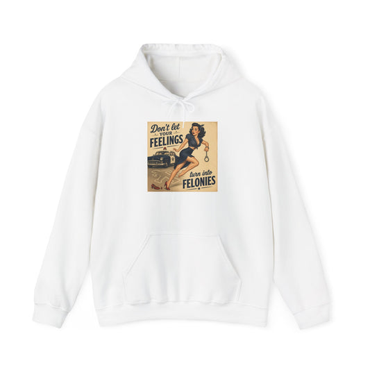 Retro Pin-Up 'Don't Let Your Feelings Become Felonies' Hoodie