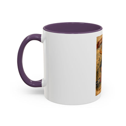 Accent Coffee Mug — Vintage 'American Women 250 Years of Big Guns' Pin-Up Military Design (11oz, 15oz)