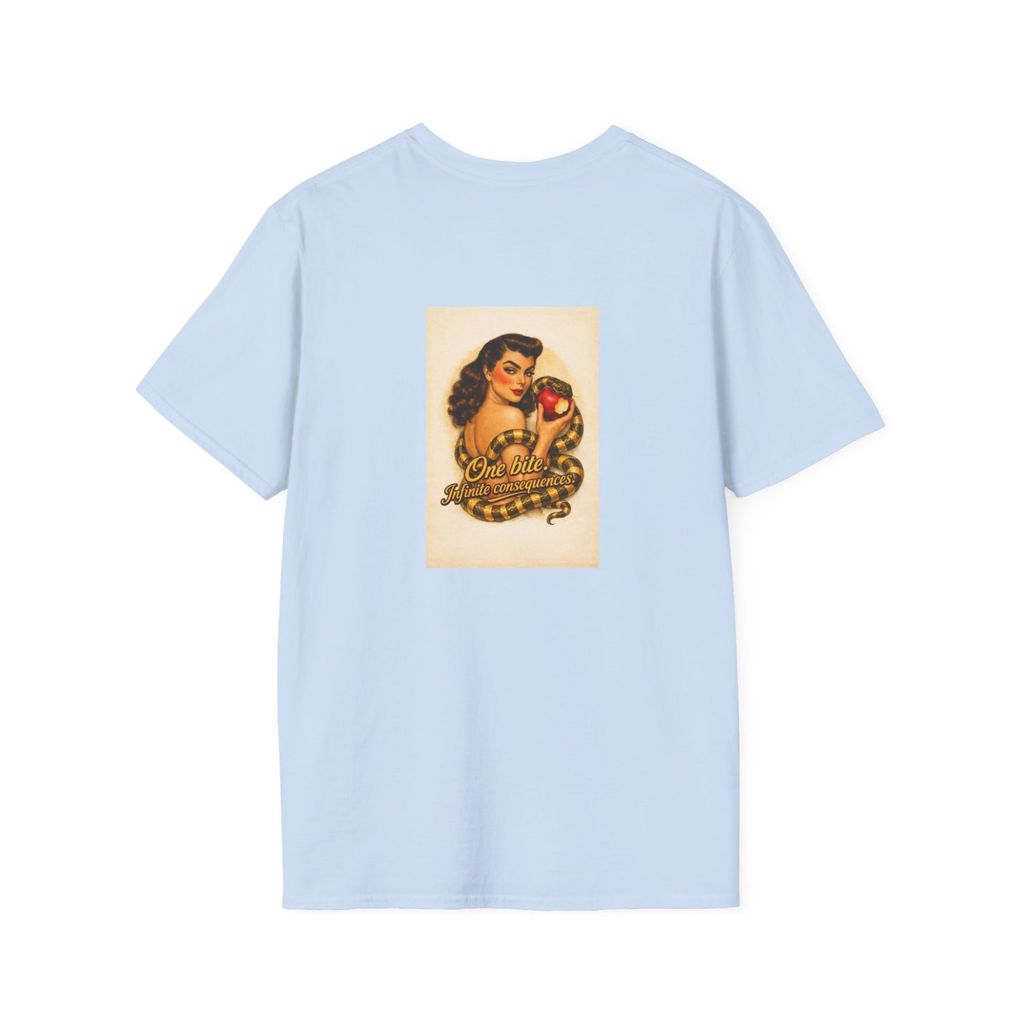 Pinup Girl Tattoo Tee — Retro 'No Bite' Apple Design