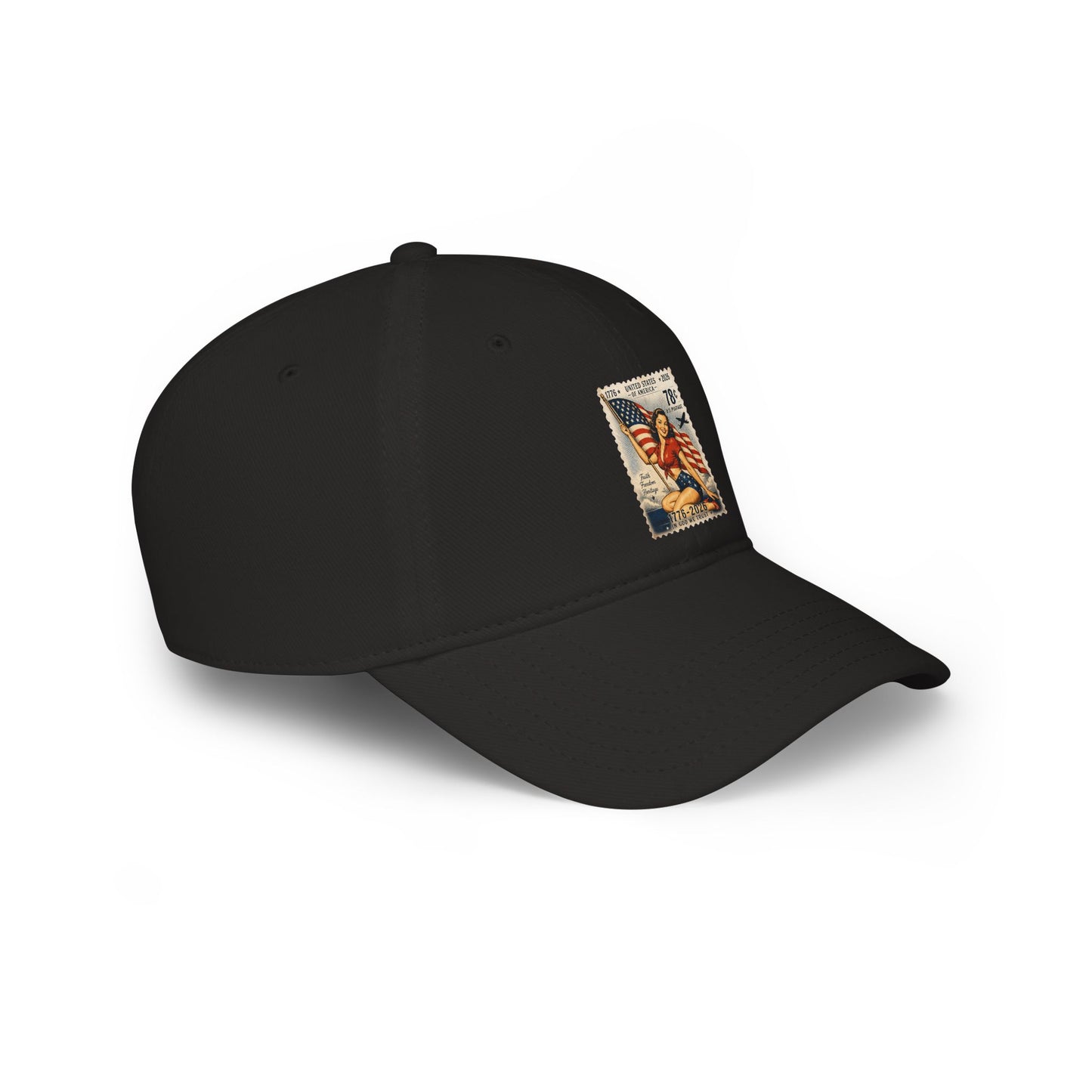 Vintage American Flag Stamp Low Profile Baseball Cap