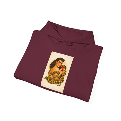 Vintage Pin-Up Apple Hoodie — Retro Tattoo Girl Graphic Sweatshirt