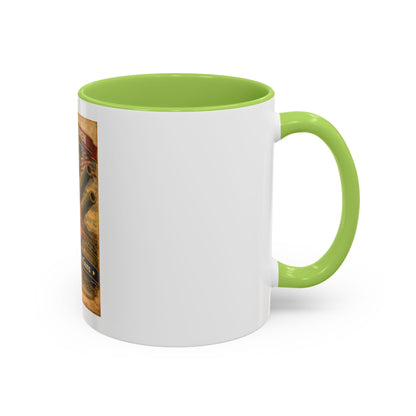 Accent Coffee Mug — Vintage 'American Women 250 Years of Big Guns' Pin-Up Military Design (11oz, 15oz)