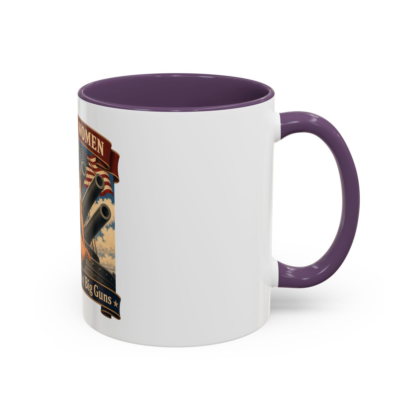 Coffee Mug — "American Women: 250 Years of Big Guns" Vintage Pin-Up Navy Design